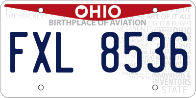 OH license plate FXL8536
