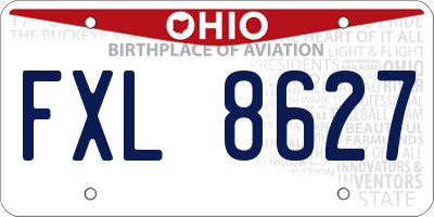 OH license plate FXL8627