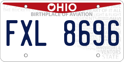 OH license plate FXL8696