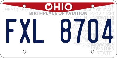 OH license plate FXL8704
