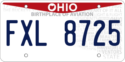 OH license plate FXL8725