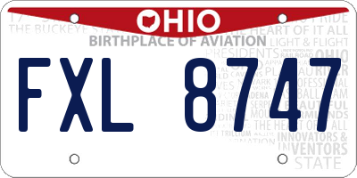 OH license plate FXL8747