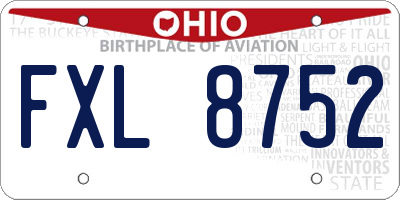 OH license plate FXL8752
