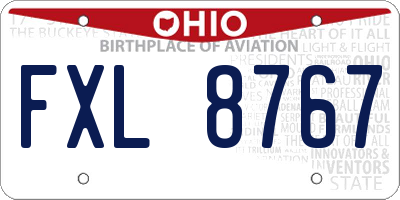 OH license plate FXL8767