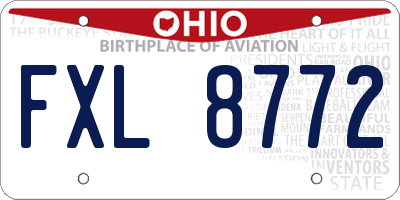 OH license plate FXL8772