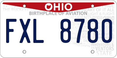 OH license plate FXL8780