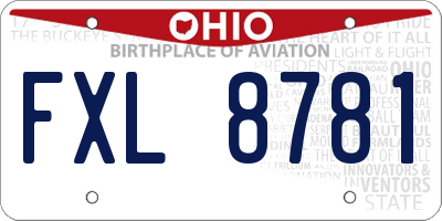 OH license plate FXL8781