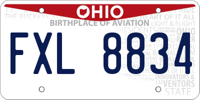 OH license plate FXL8834