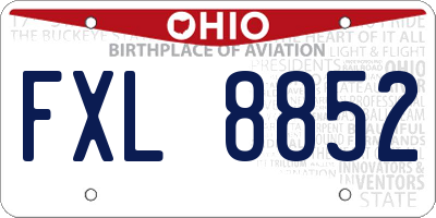 OH license plate FXL8852