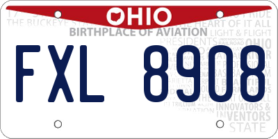 OH license plate FXL8908