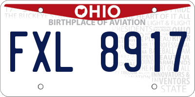 OH license plate FXL8917