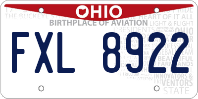 OH license plate FXL8922