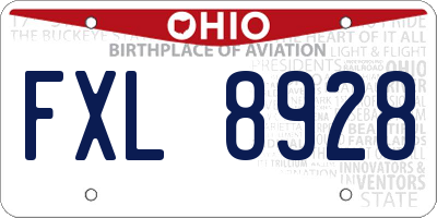 OH license plate FXL8928