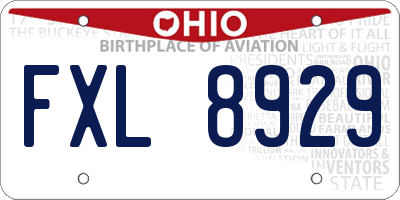 OH license plate FXL8929