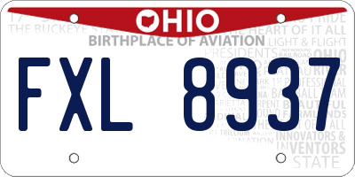 OH license plate FXL8937
