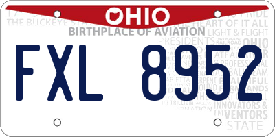 OH license plate FXL8952