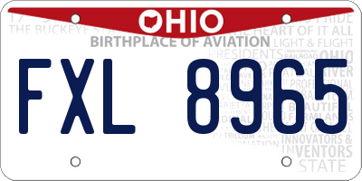 OH license plate FXL8965