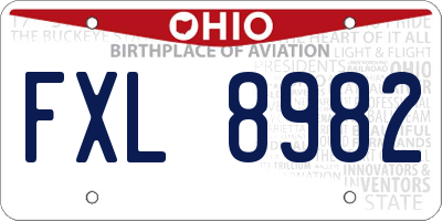 OH license plate FXL8982