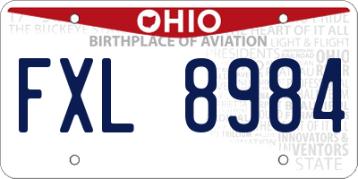 OH license plate FXL8984