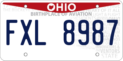 OH license plate FXL8987