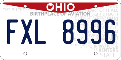 OH license plate FXL8996