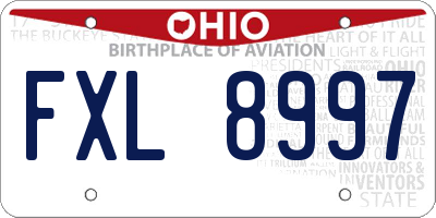 OH license plate FXL8997