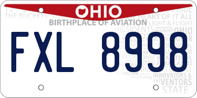 OH license plate FXL8998