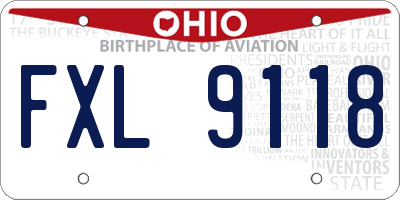 OH license plate FXL9118