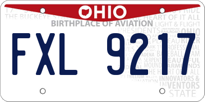 OH license plate FXL9217
