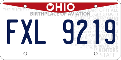 OH license plate FXL9219