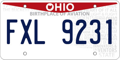 OH license plate FXL9231