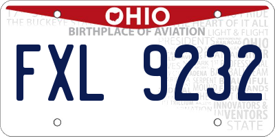 OH license plate FXL9232