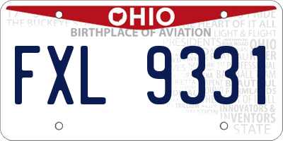 OH license plate FXL9331