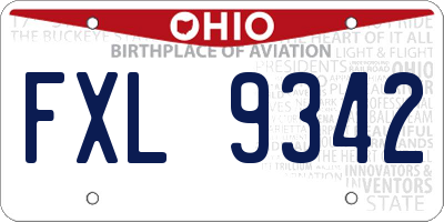 OH license plate FXL9342