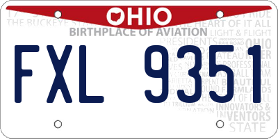 OH license plate FXL9351