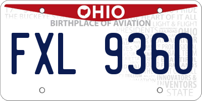 OH license plate FXL9360
