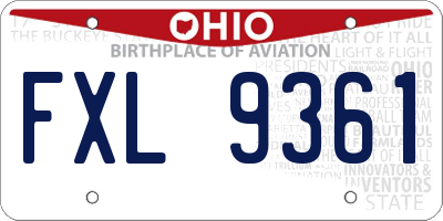 OH license plate FXL9361