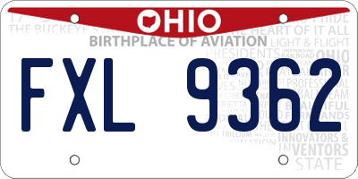 OH license plate FXL9362