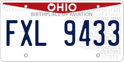 OH license plate FXL9433