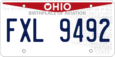 OH license plate FXL9492
