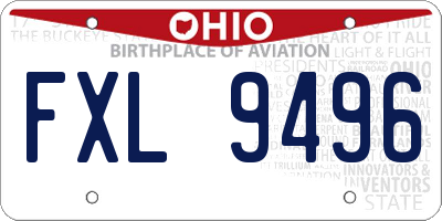OH license plate FXL9496
