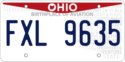 OH license plate FXL9635