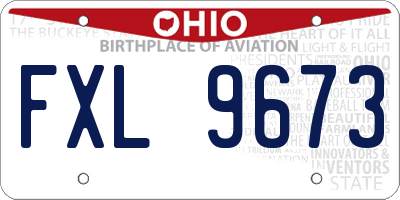 OH license plate FXL9673
