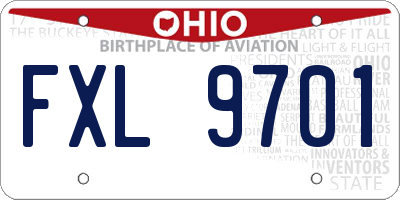 OH license plate FXL9701