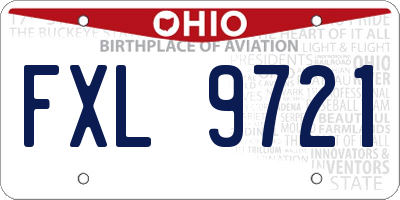 OH license plate FXL9721