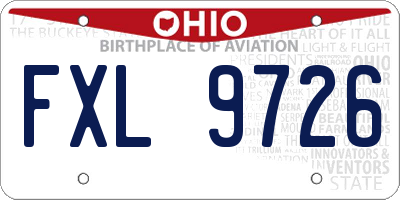 OH license plate FXL9726