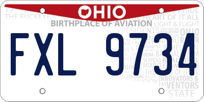 OH license plate FXL9734