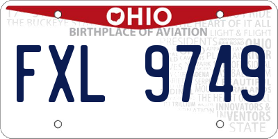 OH license plate FXL9749