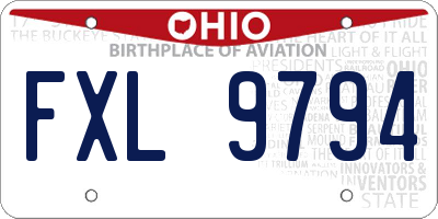 OH license plate FXL9794