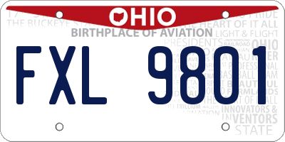 OH license plate FXL9801